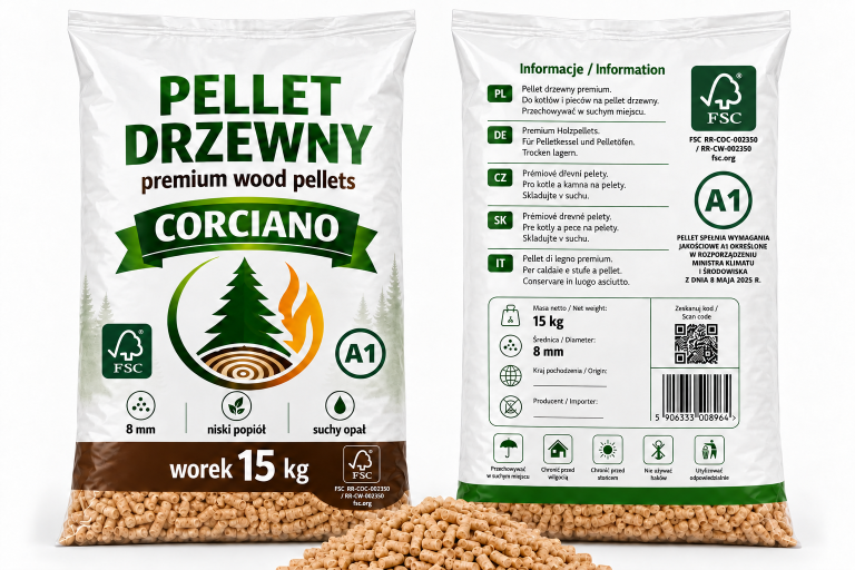 Pellet drzewny Corciano Opał zimowy Paleta 750kg
